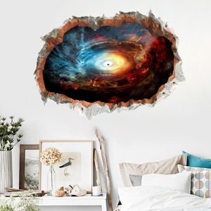 Pegatina de pared rota 3D, agujero negro, espacio, universo, planeta para habitación de niño, adorno de ciencia ficción, pegatinas de estrella interestelar en espiral