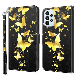 3D Butterfly Le cuir portefeuille COSE DE Téléphone pour Xiaomi Poco F4 GT M5 M5S Samsung M13 4G M33 M53 A23 A23E A04S A13 4G 5G Fleur Panda Tree Bird Cover Wolf Flip Pourse