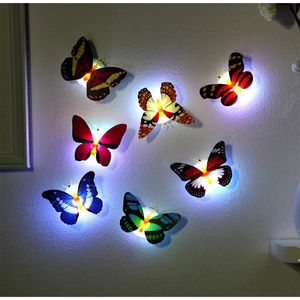 3D Butterfly LED Lights Night 5/10 PCS DIY Stickers Wall Lampes Batterie Alited Indoor Birthday Party Party Kid Bedroom Decor 240402