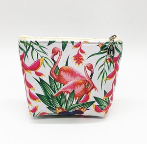 Monedero con dibujo de flamenco en 3D, bolsa de almacenamiento de Pu, billetera para niñas, monederos baratos con estampado de animales, funda para llaves, bolso para mujer