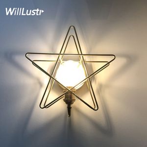 Aplique de pared de estrella de cobre 3D, lámpara moderna de pared de latón, luz de latón para el hogar, comedor, dormitorio, restaurante, hotel, luz de noche