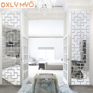 3D Creative Wall Stickers Géométrique Quadrangle Design Miroir en acrylique Autocollant salon Chambre Porche TV Fond.