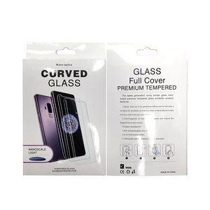 Protector de pegamento completo curvo 3D para Samsung S23 S22 S21 Ultra S20 Note 20 S10 S9 S8 Plus Note8 Estuche de vidrio templado con adhesivo completo Compatible con luz UV en caja
