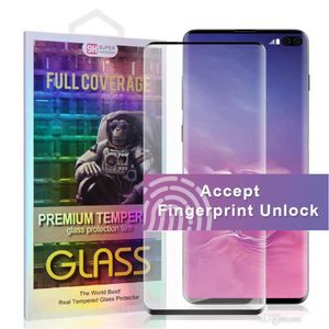 Protector de pantalla curvo 3D para Samsung Galaxy S23 S22 S20 21 Note20 Ultra S10 9 8 Plus Estuche de vidrio templado Película de acero amigable con caja