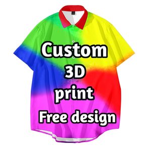Boutons de conception personnalisée 3D camisa hawaiana hombre bricolage été chemise décontractée hommes à manches courtes grossistes goutte grande taille 5XL 220707