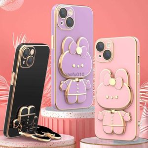 3D Cute Bunny Phone Stand Hidden Foldable Creative Finger Holder 3D Mirror Phone Holder Stand for Cell Phone Accessories L230619