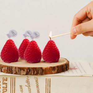 3D mignon fraise Silicone bougie moule résine gypse glaçon cuisson moule chambre décor fête d'anniversaire cadeaux Souvenirs de mariage