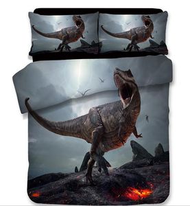 3D dinosaurios Partterns funda nórdica Qulit funda de almohada conjunto de ropa de cama de dibujos animados suave doble reina rey doble individual completo resistente a la decoloración