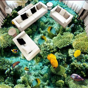 Pisos 3D Papel tapiz 3D en la pared Océano Mundo Sala de estar Habitación Dormitorio autoadhesivo Fondos de pantalla Mural