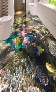 Papier peint imperméable 3D pour sol | Pour salle de bains, fonds marins, corail, poissons tropicaux, peinture de sol 3D, papier peint auto-adhésif 7859184