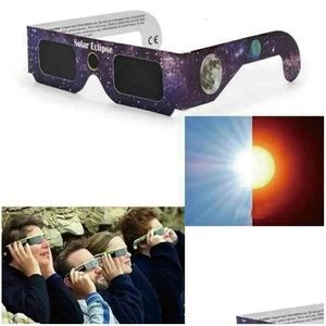 Lunettes 3D 10pcs papier Eclipse Eclipse Couleur aléatoire Observation totale OUTDOOR ANTIUV DROP DIVRION ÉLECTRONICS AUDIO VIDEO DHASG