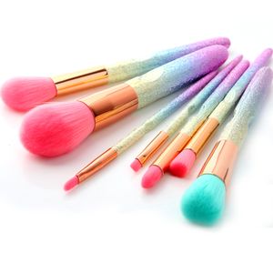 Gradiente 3D Rosa Púrpura Azul Pro Herramienta de belleza Kits de pinceles de maquillaje para rubor Polvo a granel Sombra de ojos Destacar