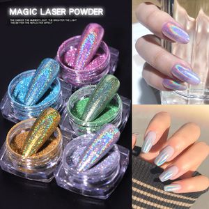 Magic Laser Poudre Nail Glitter Haute qualité Ouverture Manucure Poussière Faux Poudre Laser