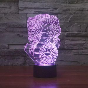 Lámpara de mesa de escritorio con cambio colorido LED con brillo de serpiente de dragón de ilusión 3D con control remoto de 15 teclas 3784427