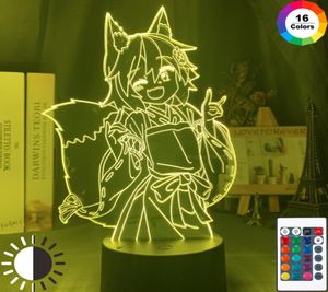 Lampe 3D le renard utile Senko San Figure de nuit Couleur de la couleur de la batterie USB Lumière nocturne pour les filles Décor de chambre