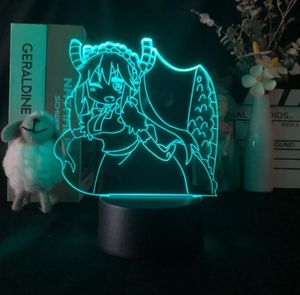 LED 3D LED ACRYLIC NIGHT Light Miss Kobayashi Dragon Maid Atmosphere Lámpara de escritorio decorativo con la base de lava de anime Nightlight6158527