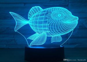 Diseño de pescado de luz nocturna LED 3D de 7 color Switch táctil luces LED LED LAMPLAPE PLASTO 3D USB Atmósfera de luz nocturna Atmósfera novedosa LIG9258003