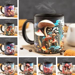 Taza de champiñones mágicos 3D Tauces de cerámica divertidas Tazas de oficinas negras Regalo de cumpleaños LT900