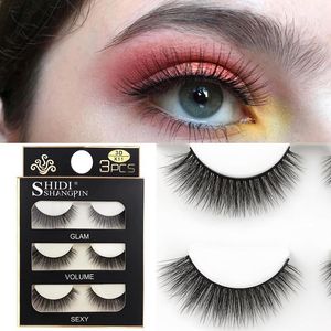 Pestañas de visón 3D 3 pares de pestañas suaves hechas a mano 19 modelos de pestañas postizas Herramientas de maquillaje de belleza envío gratis epacket 10set