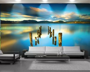 Papel pintado moderno 3d paisaje romántico papel tapiz Mural 3d hermoso paisaje de río paisaje romántico papel tapiz decorativo 3d