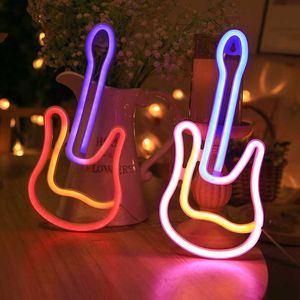 3D Néon Guitare Lumière LED Signe Décor Lumière Art Néon Décoration Maison Rock Bar Pub Hôtel Beach Party USB batterie Lampe HKD230825