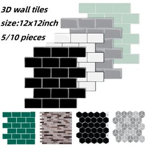 Adhesivo 3D para azulejo de pared blanco, papel tapiz contra salpicaduras de cocina, pegatinas StickWall 231220