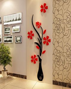 3d Plum Vase Wall Stickers Home Decor Creative Wall Decal