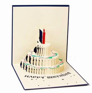 Tarjeta de felicitación emergente 3D hecha a mano Feliz cumpleaños Pascua Día de San Valentín pastel vela invitación tarjetas de regalo suministros festivos para fiestas