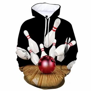 Sweat à capuche boule de bowling imprimé 3D pour hommes à manches longues Cool pull personnalité sweats à capuche enfants sweat-shirt vêtements de sport en plein air 240328