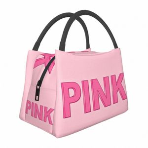 Bolsa de almuerzo con aislamiento rosa con estampado 3D, bolsa de comida para mujer, bolsa de almuerzo para el trabajo, bolsa con almuerzo Kawaii Girl Shcool Picnic Office A97g #