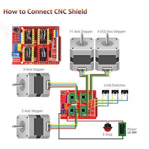 Kit CNC de l'imprimante 3D, pour Arduino GRBL Shield + UNO R3 Board + Ramps 1.4 Interrupteur mécanique Endstop + DRV8825 MOTEUR DU MOTEUR + MOTEUR NEMA 17