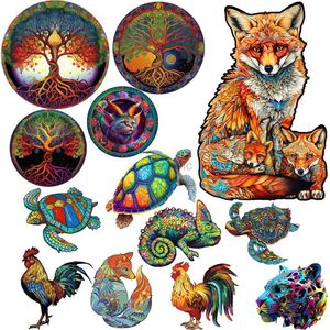 Puzzles 3D 300 PCS Puzzles en bois Animal Jigsaw For Adults Kids Mysterious Lion Puzzle Gifts Holiday Games Interactive Toys Toys Wood Jigsaw 240419
