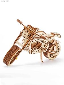 Puzzles 3D Kits de modèle de moto de puzzle en bois 3D pour construire une construction en bois artisanat fait à la main cadeau unique Noël y240415