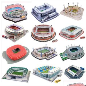 Rompecabezas 3D Rompecabezas clásico Rompecabezas de bricolaje Estadio de fútbol mundial Parque de juegos de fútbol europeo Modelo de construcción ensamblado Juguetes para niños Drop Dhz3V