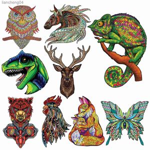 Puzzles 3D Puzzles animaux en bois créatifs forme élégante caméléon dinosaure jeux de Puzzle Montessori jouets éducatifs pour adultes enfants