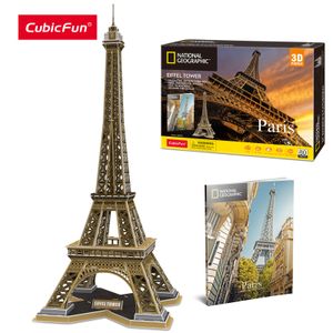 Puzzles 3D CubeFun Puzzles 3D tour Eiffel modèle d'architecture de Paris Kits de construction de puzzle National Geographic jouets cadeaux pour adultes enfants 230904