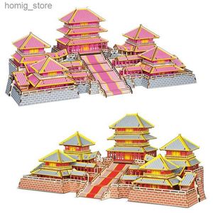 Puzzles 3D Palais Palais 3d Puzzle en bois Jigsaw Historique chinois Bâtiment House Modèle Diy Kids Toys pour enfants Gift Adult Y240415