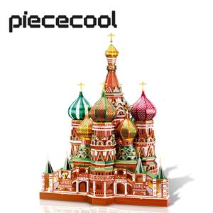 Puzzles 3D Piececool Puzzle en métal Cathédrale Saint-Basile Modèle Kits de construction Jigsaw Teen Diy Toys 230616