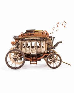 Puzzles 3D RoboTime Rokr Stagecoach Music Box 3D Puzzle en bois pour les adultes Anniversaire Anniversaire Day Gift Hobby Kits STEM Modèle facile à construire 240419