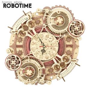ROBUZLES 3D ROBOTime Rokr Time Art Zodiac Wall Clock Games de Wooden Games Model Building Kits para niños LC Y240415