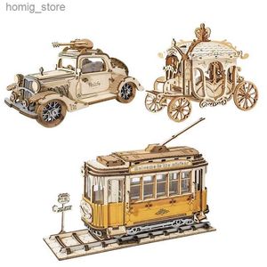 Puzzles 3D Robotime Rolife Vintage Car Model 3D Wooden Puzzle Toys for Chilidren Kids Adult TG504 Y240415