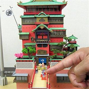 Puzzles 3D Spirited Away Aburaya Bathhouse 3D papier modèle assemblage Papercraft Puzzle éducatif enfants jouet Anime cadeau d'anniversaire L230228