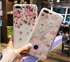 Étuis à fleurs en relief 3D pour iPhone 6 X 10 7 Plus couverture de téléphone en silicone souple 7 6 6S accessoires de boîtier