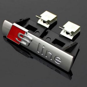 Autocollants de voiture 3D S-Line Sline Grille avant Emblème Badge Plastique chromé ABS Grille avant Autocollant Accessoires pour Audi A1 A3 A4 B6 B8 B5 B7 A5