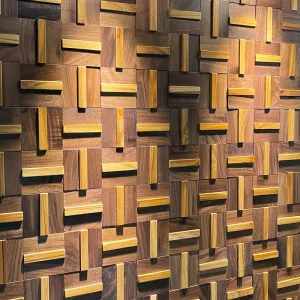 Azulejos de mosaico de madera de nogal negro Natural americano autoadhesivo 3D, Panel de pared artístico de madera de 30x30cm para decoración de fondo de hogar/oficina