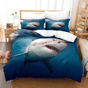 3d Shark Series Ensembles de literie Ensemble de housse de couette avec taie d'oreiller Twin Full Queen King Literie Linge de lit