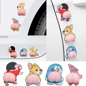 3D Silicone mignon bout à bout autocollant de voiture dessin animé Anti-collision porte rétroviseur étanche mode coque de téléphone décoration autocollant