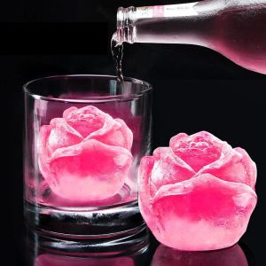 Molde de silicona 3D con forma de rosa para hacer cubitos de hielo, molde de silicona para helado, fabricante de bolas de hielo, molde reutilizable para cóctel de whisky 1014