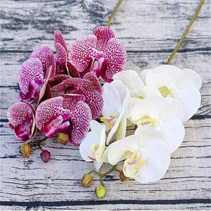 3D Petit Papillon Orchidée 6 Têtes / Bundle Faux Fleur Maison Draperie Mur Décoration De Mariage De Noël Diy Artificielle Phalaenopsis GC2174