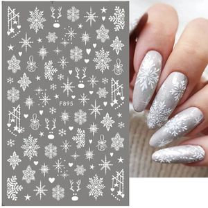 3D Snowflake Nail Art Decals White Christmas Designs Auto-adhésif Autocollants Année d'hiver Gel Foils Sliders Decorations LAF895 240509